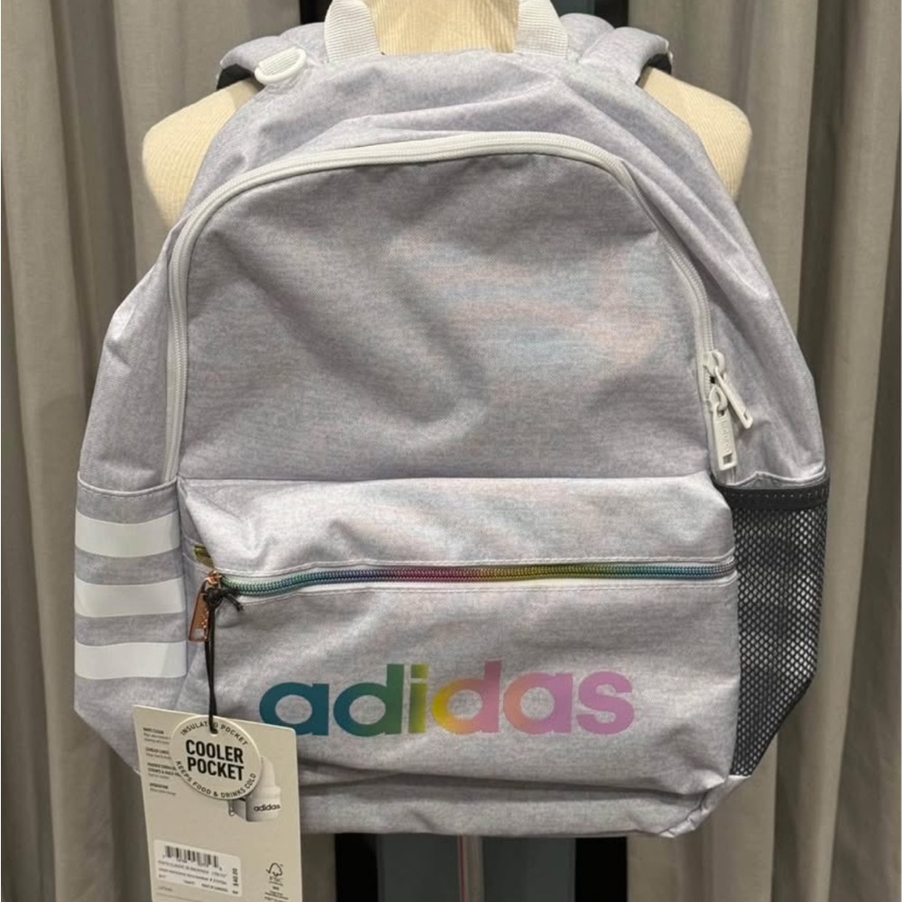 Adidas kids gray Backpack with Rainbow logo